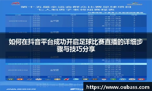 如何在抖音平台成功开启足球比赛直播的详细步骤与技巧分享